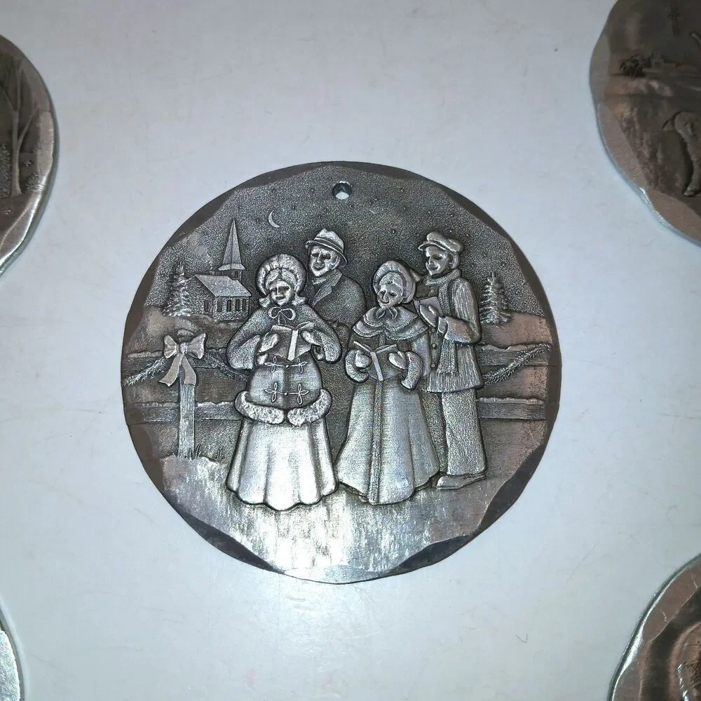 Vintage Wendell August Forge Handmade Christmas Holiday Ornaments Lot of 5